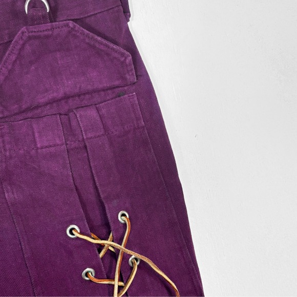 VTG 70s Purple Lace Up Bell Bottoms Sz S Hippie Disco Boho Jimi Hendrix‎ - Picture 4 of 7